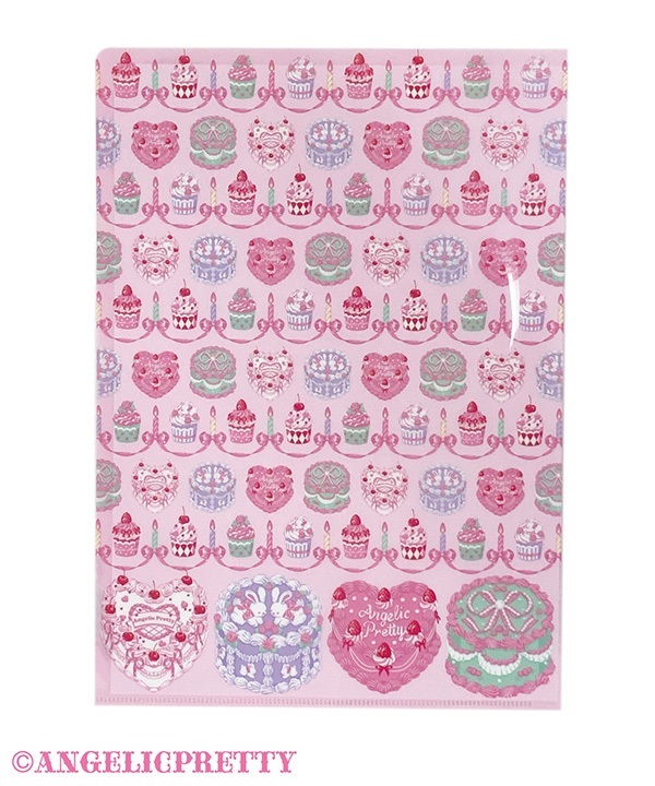 Happy Cakes Clear File - Pink