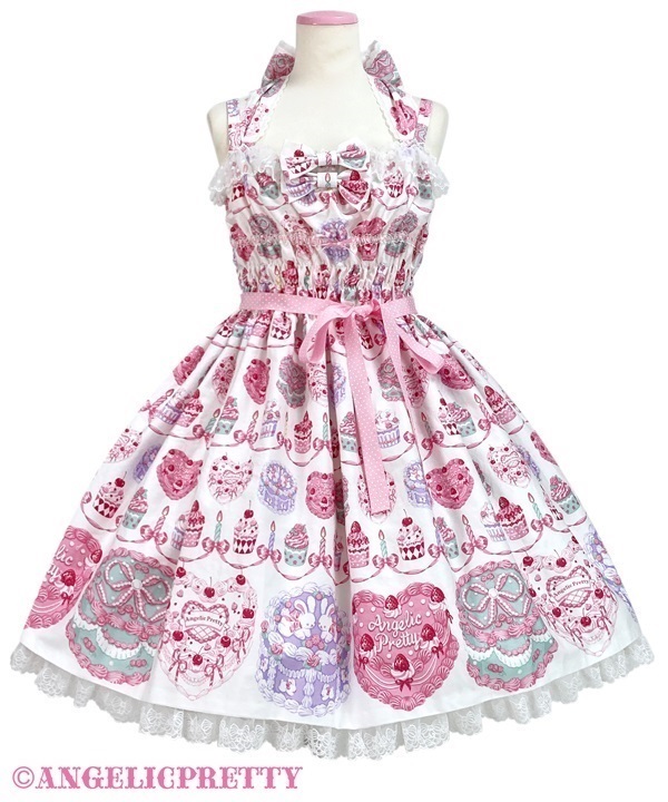 Happy Cakes Shirring Jumperskirt - White