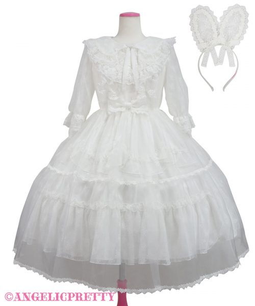 Happy Humming Bunny One Piece Set - White