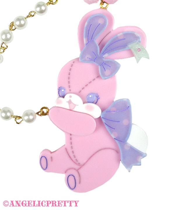 Happy Lyrical Bunny Necklace - Pink