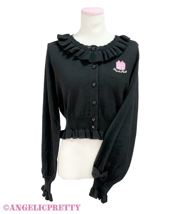 Hat Box Embroidered Knit Cardigan - Black