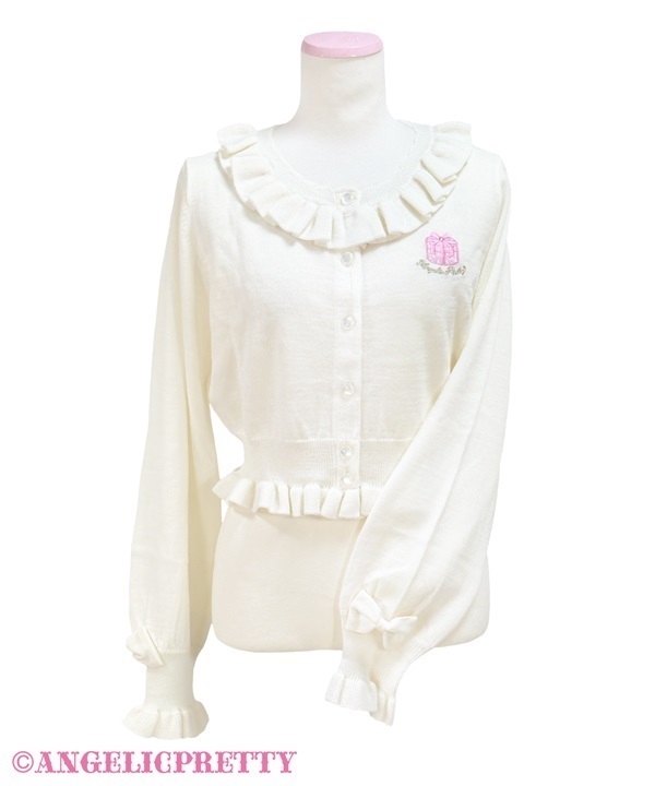 Hat Box Embroidered Knit Cardigan - White
