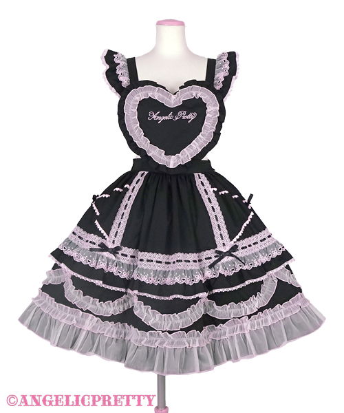 Heart Apron Skirt - Black