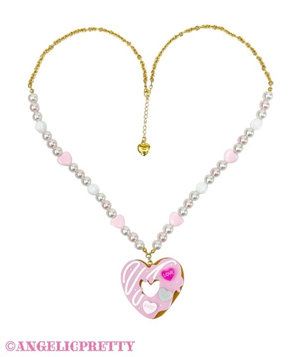 Heart Fancy Donut Necklace - Pink