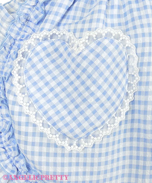 Heart Gingham Frill Apron - Pink