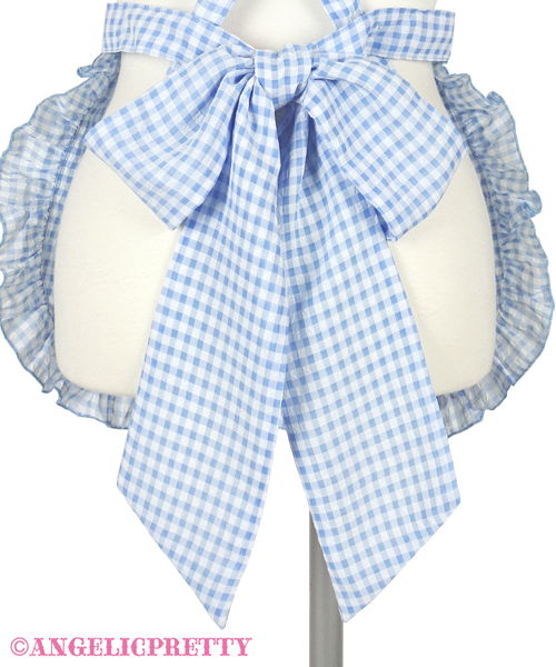 Heart Gingham Frill Apron - Sax