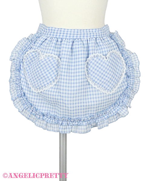 Heart Gingham Frill Apron - Yellow