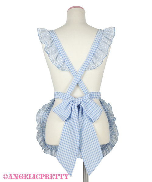 Heart Gingham Frill Apron - Yellow