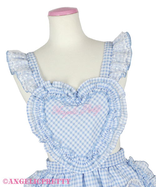 Heart Gingham Frill Apron - Yellow