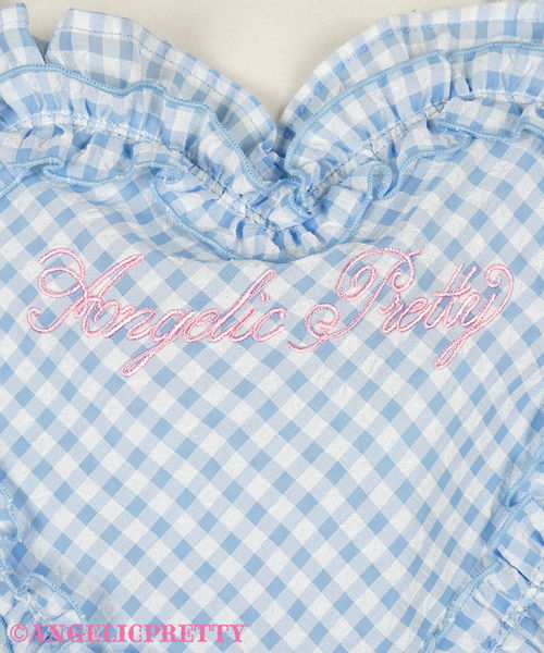 Heart Gingham Frill Apron - Yellow