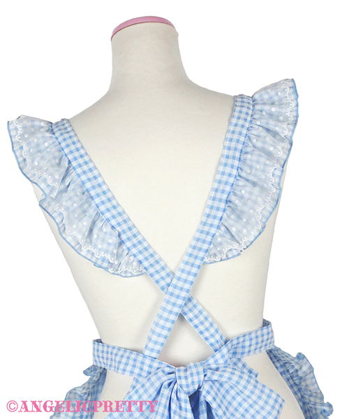 Heart Gingham Frill Apron - Yellow - Click Image to Close