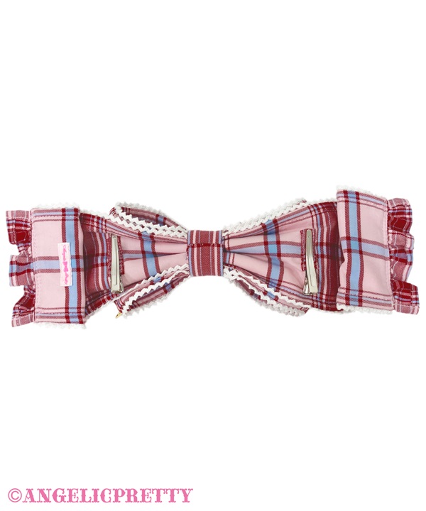 Heart Heroine Ribbon Headdress (Tartan) - Pink