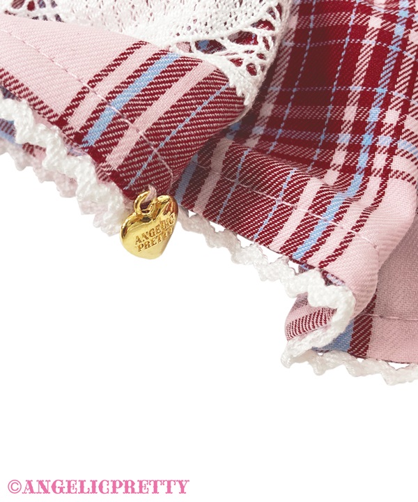 Heart Heroine Ribbon Headdress (Tartan) - Pink