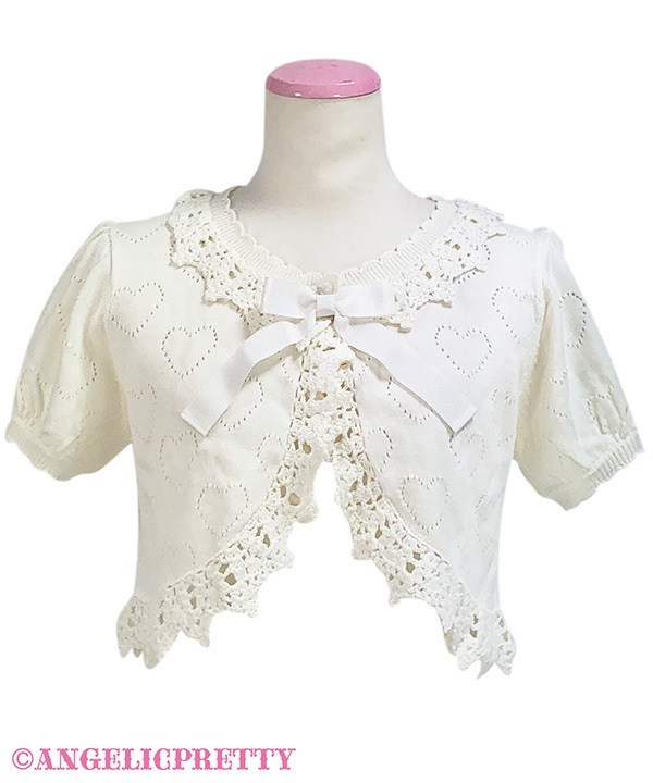 Heart Knit Bolero - White