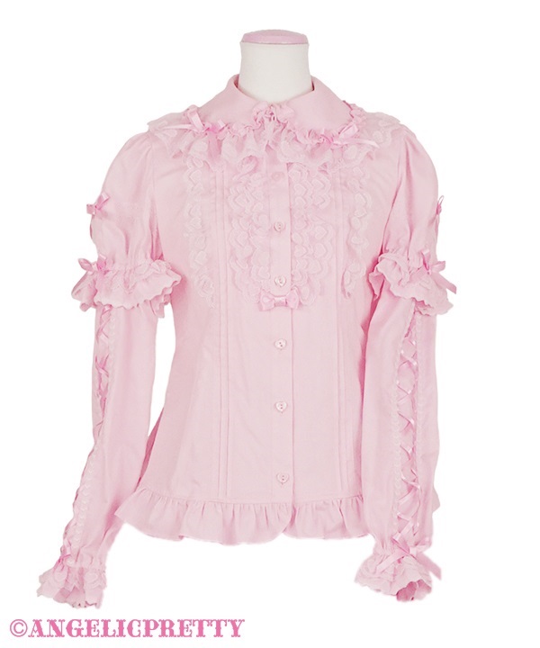 Heart Lace Removable Sleeve Blouse - Pink [242B07-060433-pk 