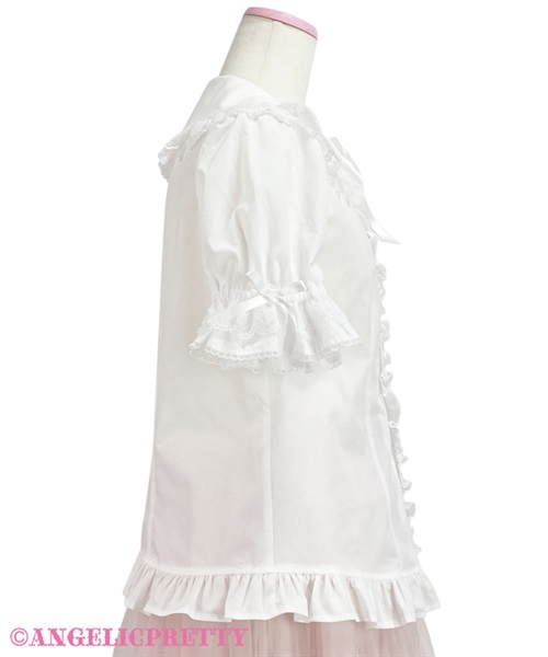 Heart Lace Short Sleeve Blouse - White - Click Image to Close