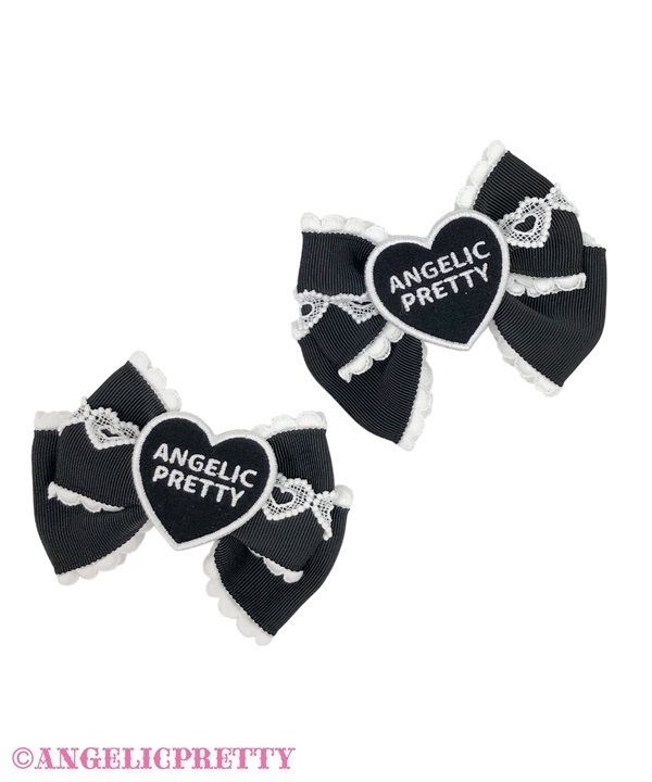 Heart Patch Ribbon Clip Set - Black [242KH07-110602-bk] - $60.00 