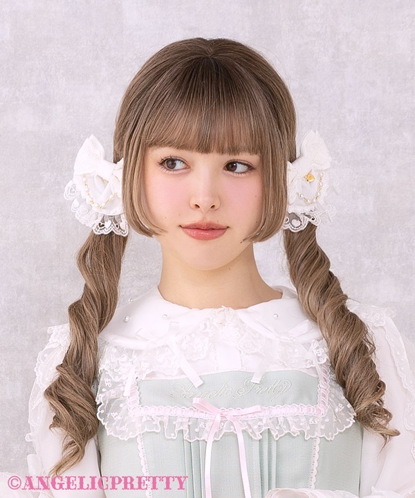Heart Pearl Ribbon Clip Set - White [262KH08-110687-wh] - $60.00