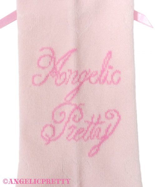 Heart Picot Ribbon Crew Socks - Pink - Click Image to Close