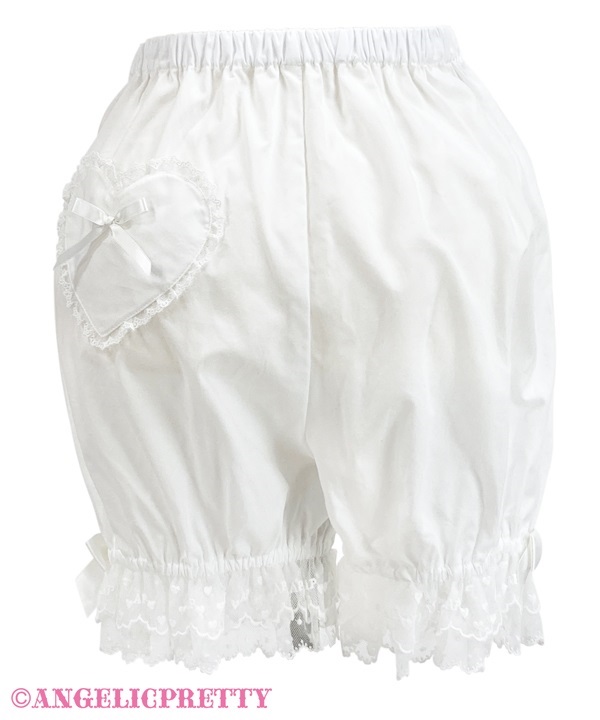 Heart Pocket Bloomers - White - Click Image to Close