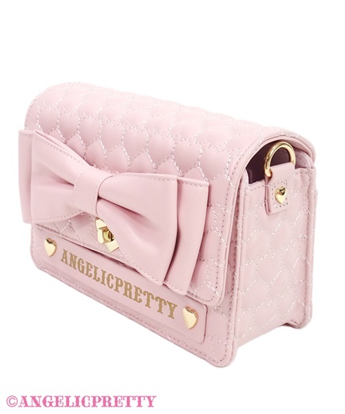 Heart Quilted Pochette - Deep Pink - Click Image to Close