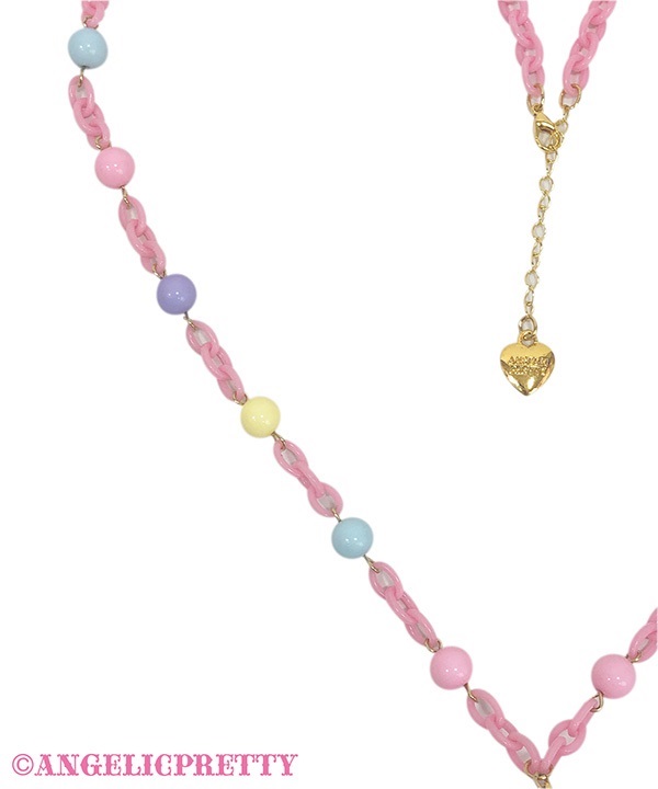 Heart Rattle Necklace - Pink