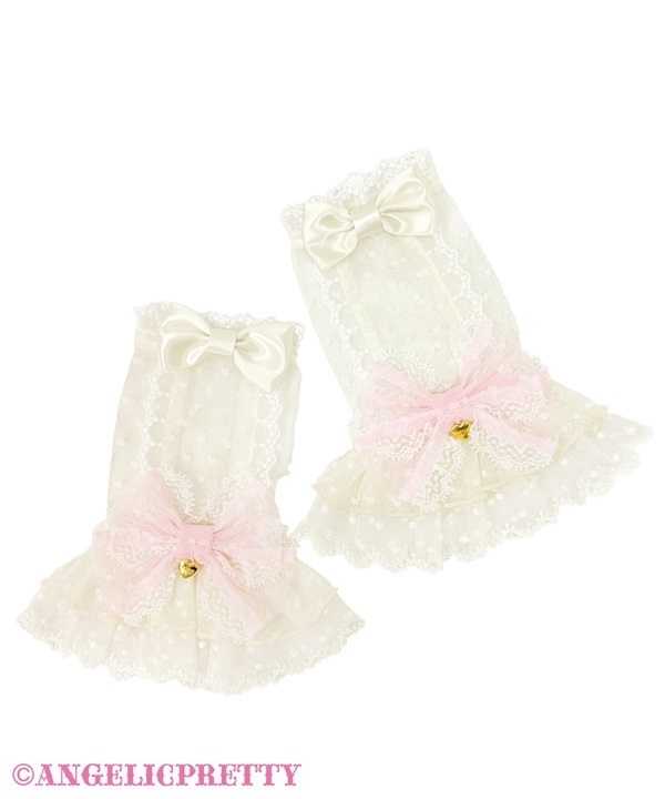 Heart Tulle Arm Warmer - Ivory x Pink