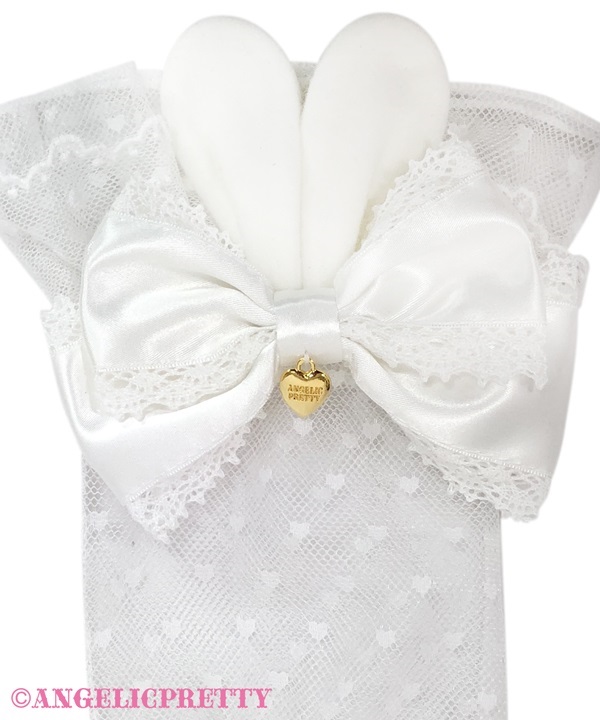 Heart Tulle Bunny Arm Warmer - White - Click Image to Close