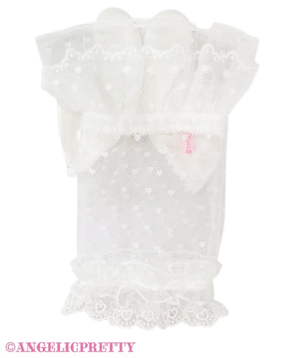 Heart Tulle Bunny Arm Warmer - White - Click Image to Close