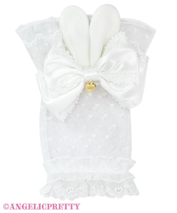 Heart Tulle Bunny Arm Warmer - White - Click Image to Close