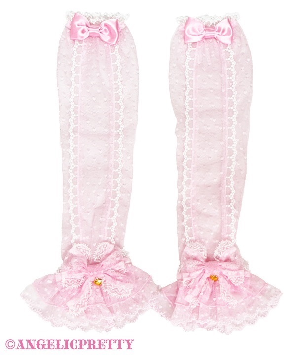 Heart Tulle Long Arm Warmer - Pink