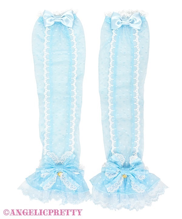 Heart Tulle Long Arm Warmer - Sax