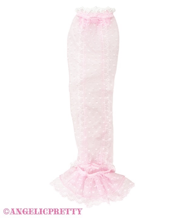 Heart Tulle Long Arm Warmer - White [262G06-090553-wh] - $100.00