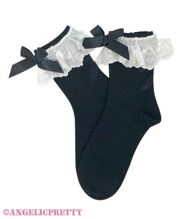 Heroine Ribbon Crew Socks - Black