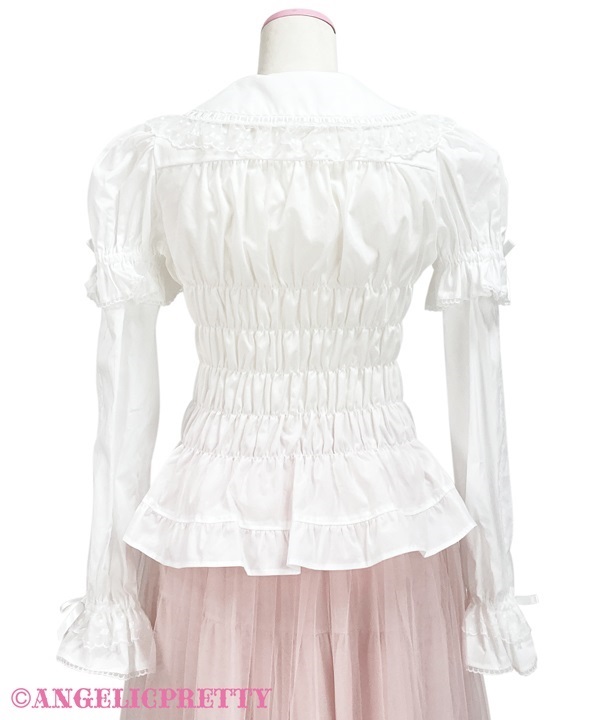 美品　akiki sweet pea blouse white akiki sweet pea blouse tops 22SS