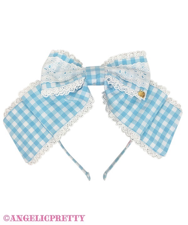 Humming Ribbon Headbow (Gingham) - Sax