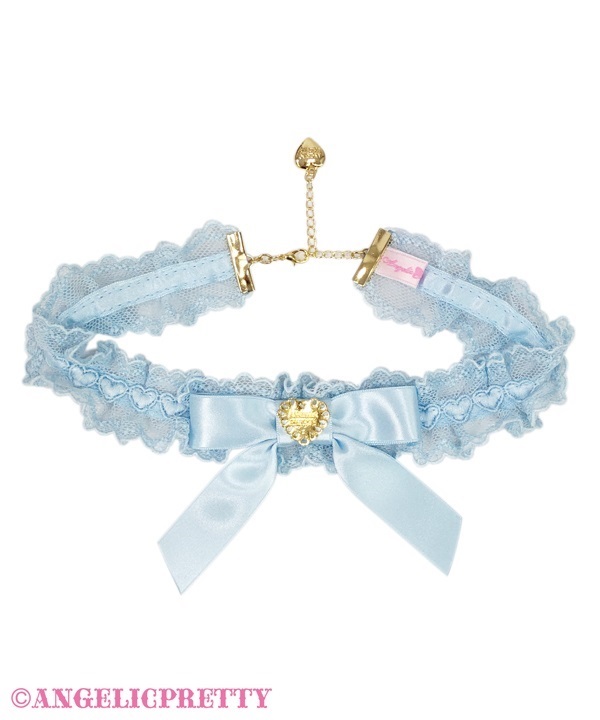 Lace Heart Charm Choker - Sax