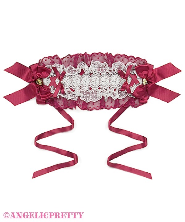 Lace Heart Charm Rose Lace Head Dress - Wine