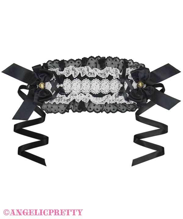 Lace Heart Charm Rose Lace Headdress - Black