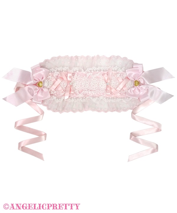 Lace Heart Charm Rose Lace Headdress - Pink