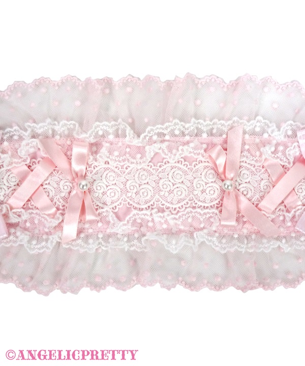 Lace Heart Charm Rose Lace Headdress - Pink