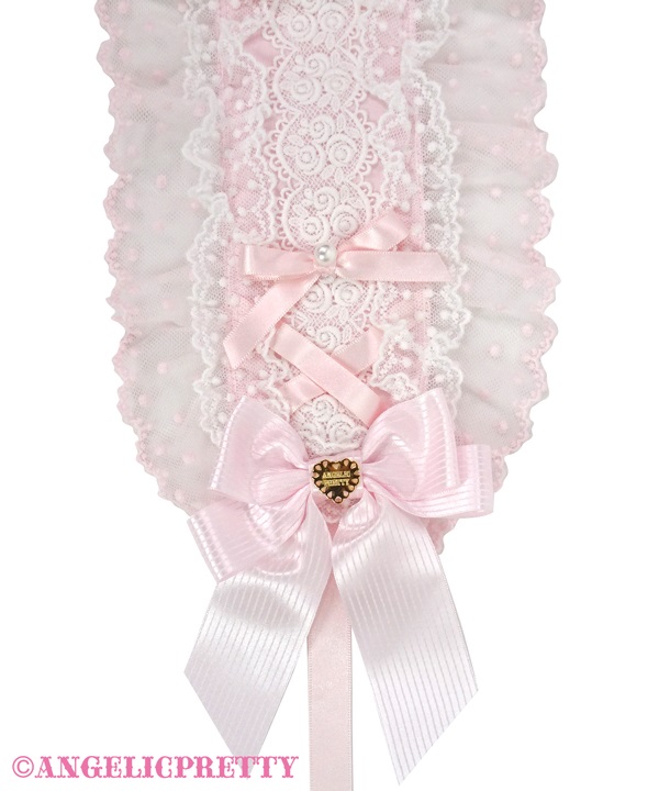 Lace Heart Charm Rose Lace Headdress - Pink