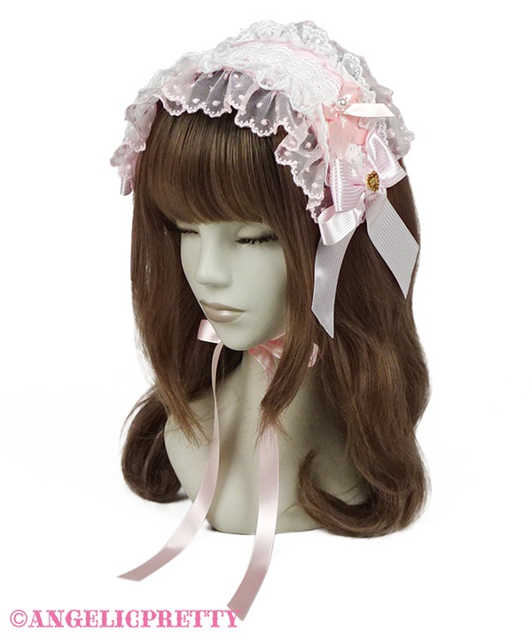 Lace Heart Charm Rose Lace Headdress - Pink