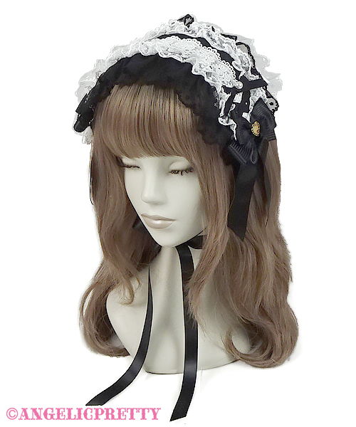 Lace Hearts Charm Rose Lace Headdress - Black x White