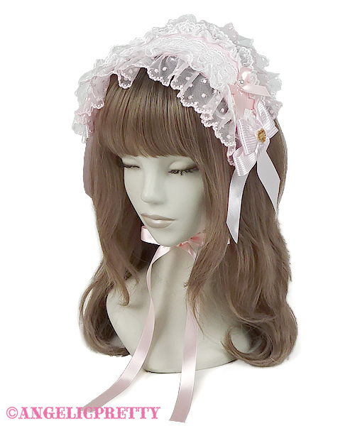 Lace Hearts Charm Rose Lace Headdress - Pink