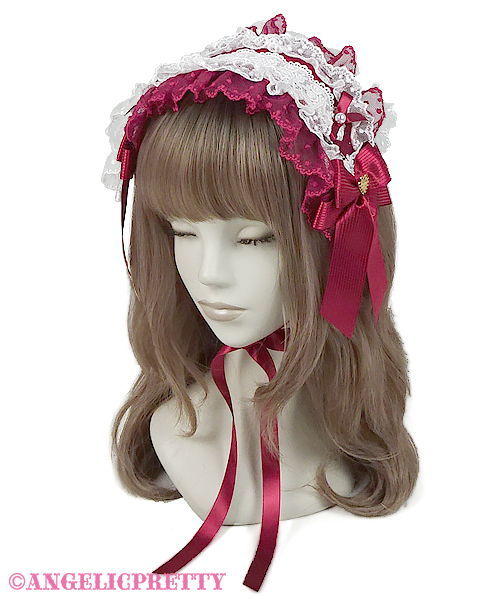Lace Hearts Charm Rose Lace Headdress - Wine