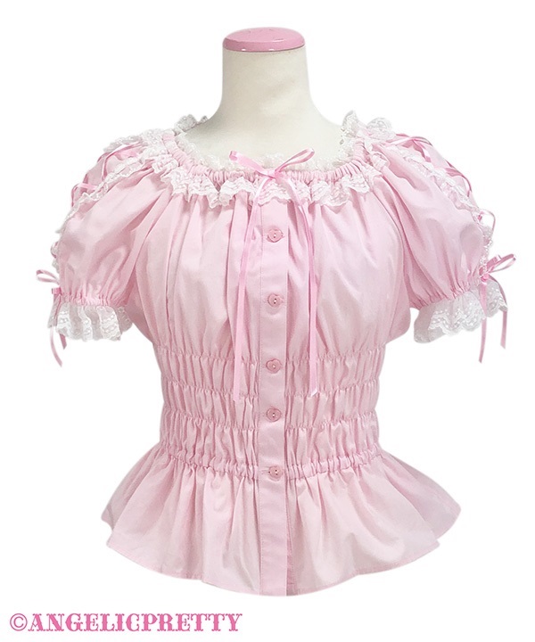 Lace Up Off Shoulder Blouse - Pink