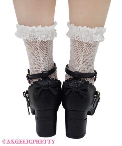 Lace Up Ribbon Crew Socks - Pink