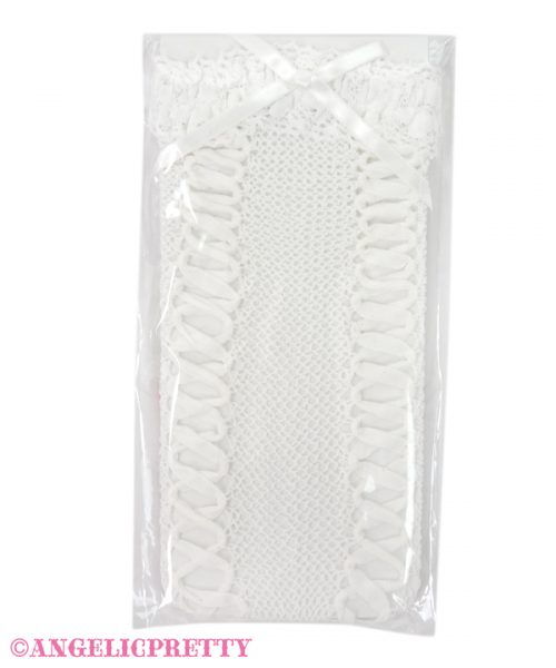 Lace Up Ribbon Crew Socks - White