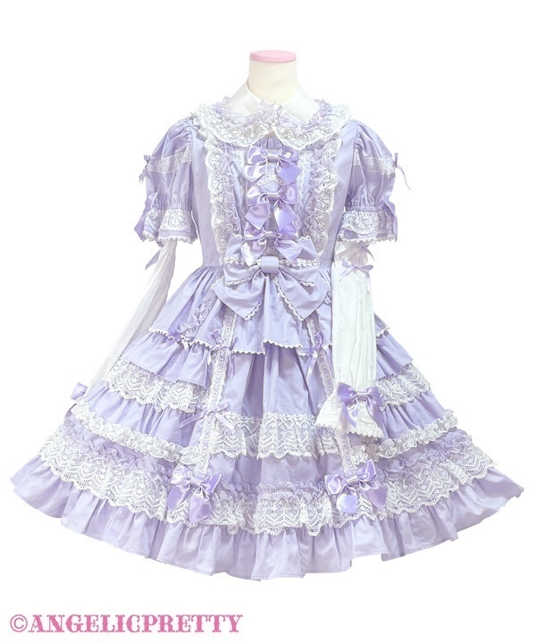 Lace Whip Detachable Sleeve One Piece - Lavender